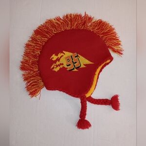 Disney Red and Yellow Knit Hat with Fringe Lightning McQueen Mohawk